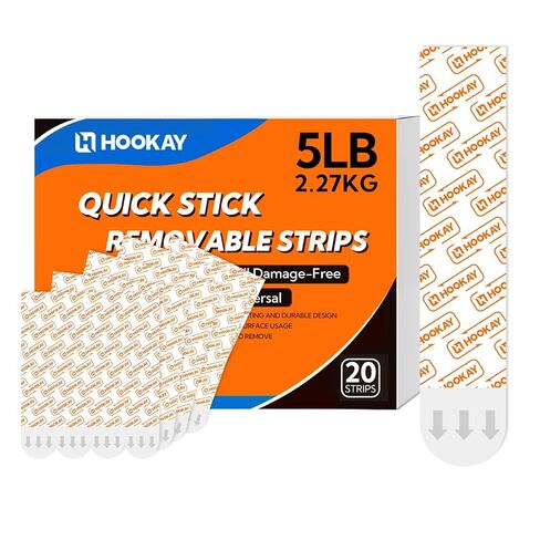 hookay Upgrade Large Refill Adhesive Strips for Indoor Wall Hooks, Damage-Free Hanging, No Tools Removable Adhesive Strips for Large Decor, Living Spaces & Bathroom, 20 White Strips in Saudi Arabia