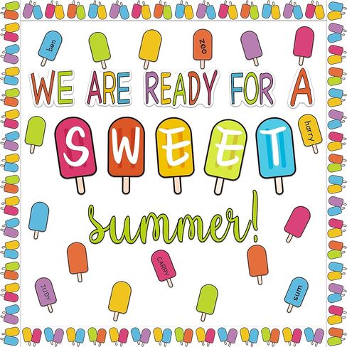 Summer Bulletin Board Decorations Set, Summer Ice Pop Classroom Decorations, Colorful Popsicle Paper Cutouts, for School Classroom Home Party Supplies in Saudi Arabia