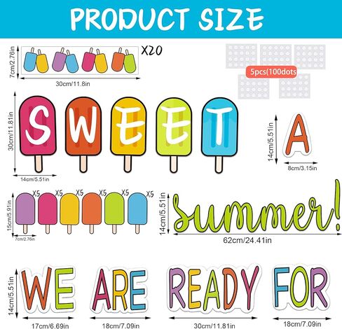 Summer Bulletin Board Decorations Set, Summer Ice Pop Classroom Decorations, Colorful Popsicle Paper Cutouts, for School Classroom Home Party Supplies in Saudi Arabia