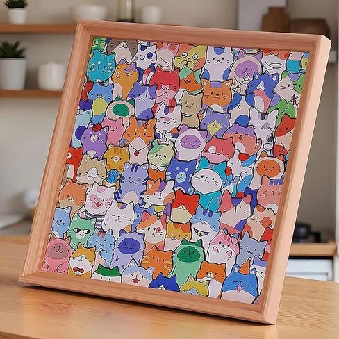 Wooden Coloring Puzzle,DIY Wooden Cat Puzzle Frame-75 Piece Little Kitties Handmade Crafts Kits Includes 12 Coloring Tools Jigsaw Puzzles for Adults Gift for Cat Lovers, Home Decor in Saudi Arabia