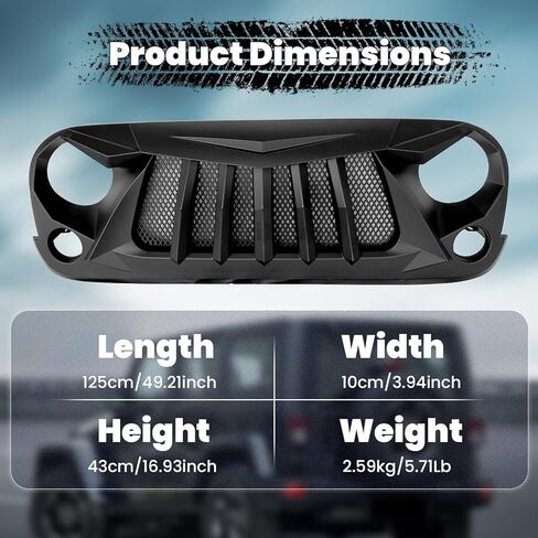 Front Bumper Grille for Jeep Wrangler Rubicon Sahara Sport JK 2007 2008 2009 2010 2011 2012 2013 2014 2015 2016 2017 2018 Replacement Front Grill, ABS Upper Hood Hollow Grille Part Car Radiator Guard in Saudi Arabia