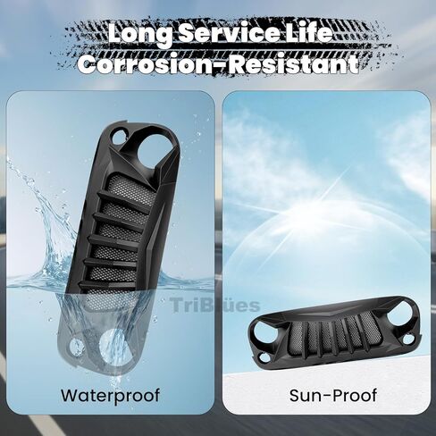 Front Bumper Grille for Jeep Wrangler Rubicon Sahara Sport JK 2007 2008 2009 2010 2011 2012 2013 2014 2015 2016 2017 2018 Replacement Front Grill, ABS Upper Hood Hollow Grille Part Car Radiator Guard in Saudi Arabia