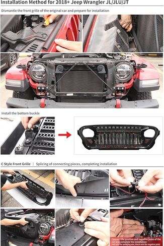 Front Bumper Grille for Jeep Wrangler Rubicon Sahara Sport JK 2007 2008 2009 2010 2011 2012 2013 2014 2015 2016 2017 2018 Replacement Front Grill, ABS Upper Hood Hollow Grille Part Car Radiator Guard in Saudi Arabia
