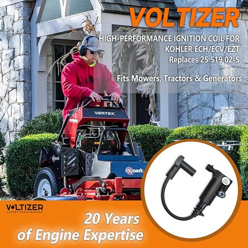 VOLTIZER High-Performance EFI Ignition Coil Kit 25 519 02-S (2551902-S) for Kohler ECH630 ECH650 ECH680 ECH730 ECH740 ECV730 ECV740 ECV749 Engines – 2 Pack Includes Spark Plugs & Tools, Engine-Tested in Saudi Arabia