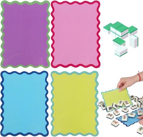 4 قطع من بطاقات Mahjong Shuffler، أداة خلط بلاط Mahjong متعددة الألوان سميكة من مادة PVC مع تصميم مزخرف بحافة صدفية مموجة وملحقات ألعاب ممتعة للمبتدئين والمتحمسين in Kuwait