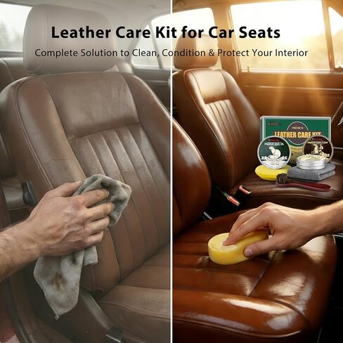 5-in-1 Leather Boots Care Kit, Leather Shoe Cleaner & Conditioner with Saddle Soap and Mink Oil, Leather Care Set for Cowboy Boots, Jackets, Handbags, Car Interiors, Gift for Leather Lovers in Saudi Arabia