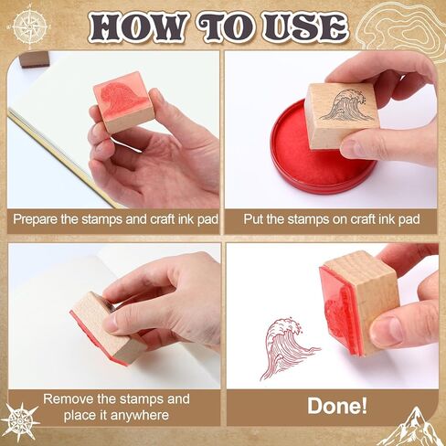 ReliThick 100 Pcs Map Stamps Combo Map Making Stamps Kit Compass Mountains Building Vintage Wooden Rubber Stamp for RPG Adventures Storytelling Creative Projects DIY Crafts Scrapbooking Supplies in Saudi Arabia