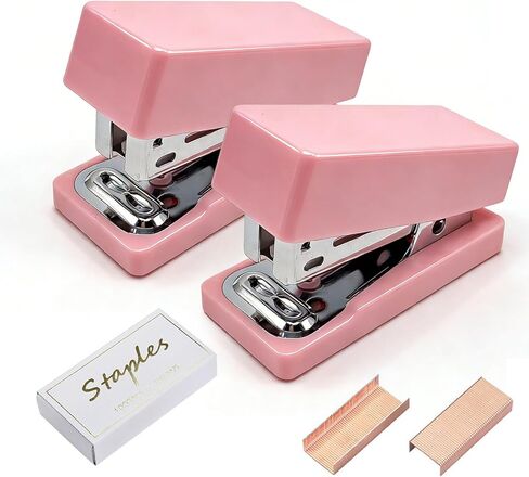 2 Pack Mini Stapler with Staples,Pink Stapler Two Small Staplers,1000 Standard Staples for Classroom Office Supplies (Pink) in Saudi Arabia