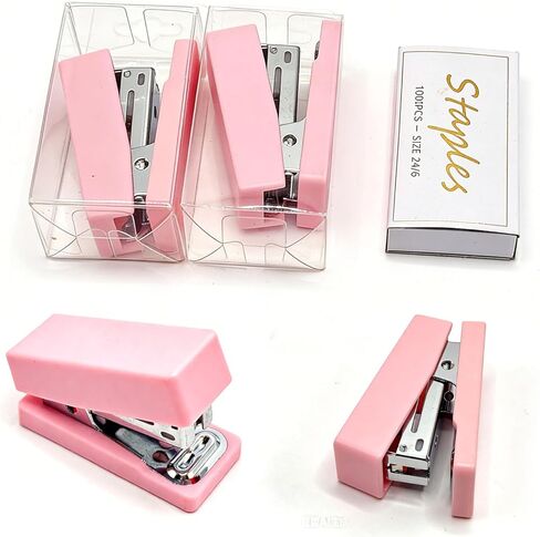 2 Pack Mini Stapler with Staples,Pink Stapler Two Small Staplers,1000 Standard Staples for Classroom Office Supplies (Pink) in Saudi Arabia