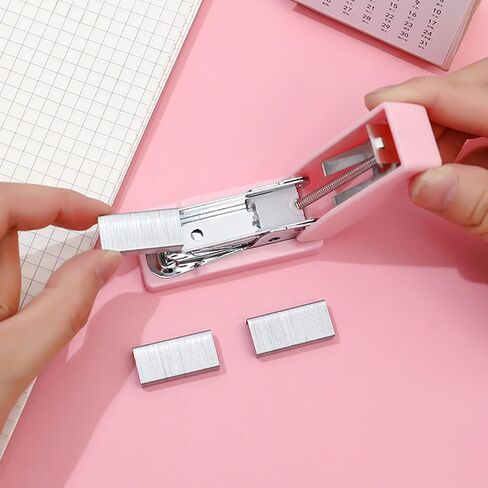 2 Pack Mini Stapler with Staples,Pink Stapler Two Small Staplers,1000 Standard Staples for Classroom Office Supplies (Pink) in Saudi Arabia