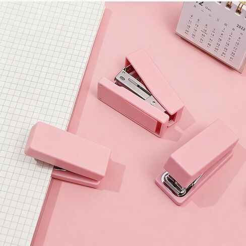 2 Pack Mini Stapler with Staples,Pink Stapler Two Small Staplers,1000 Standard Staples for Classroom Office Supplies (Pink) in Saudi Arabia