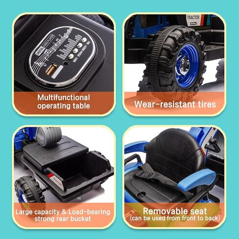 24V Ride on Excavator with 4-in-1 Construction Attachments (Excavator, Dump Truck & Bulldozer), Ride on Tractor w/Remote Control, Swivel Seat, Power Wheels Kids Electric Vehicles (Blue) in Kuwait