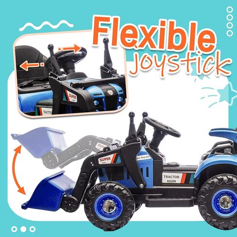 24V Ride on Excavator with 4-in-1 Construction Attachments (Excavator, Dump Truck & Bulldozer), Ride on Tractor w/Remote Control, Swivel Seat, Power Wheels Kids Electric Vehicles (Blue) in Kuwait