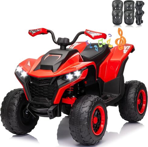 أطفال ATV 4 عجلات، 24 فولت 2 مقعد كهربائي ATV رباعي مع محرك 4X100W، مجموعة معدات الحماية، بلوتوث، أضواء LED، تعليق زنبركي، ألعاب ركوب تعمل بالبطارية للأطفال الكبار، الأولاد، البنات، أسود وردي in Kuwait