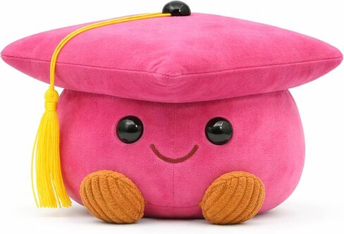 Cute Graduation Cap Plush Figurine, Soft Stuffed Mortarboard Decor with Smiley Face & Gold Tassel, Ideal Graduation Keepsake for Graduates, Friends & Colleagues (Black) in Saudi Arabia