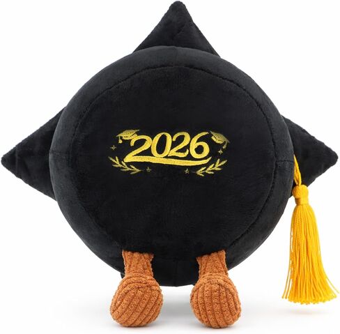Cute Graduation Cap Plush Figurine, Soft Stuffed Mortarboard Decor with Smiley Face & Gold Tassel, Ideal Graduation Keepsake for Graduates, Friends & Colleagues (Black) in Saudi Arabia