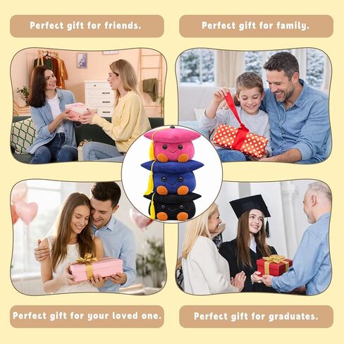 Cute Graduation Cap Plush Figurine, Soft Stuffed Mortarboard Decor with Smiley Face & Gold Tassel, Ideal Graduation Keepsake for Graduates, Friends & Colleagues (Black) in Saudi Arabia
