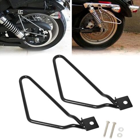 Motorcycle Saddlebag Bracket Support Guard Compatible with Harley Davidson Sportster 883 Iron XL883N Dyna Fat Bob FXDF Plated Steel Saddlebags Mount Brackets (Black) in Saudi Arabia