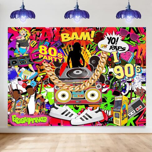 Avezano Hip Hop Party Backdrop Throwback I Love The 80S 90S Graffiti Wall Photo Booth Backdrops for Adults Birthday Party Decoration Disco Dj Rap Music Theme Parties Photoshoot Background (7x5ft) in Saudi Arabia