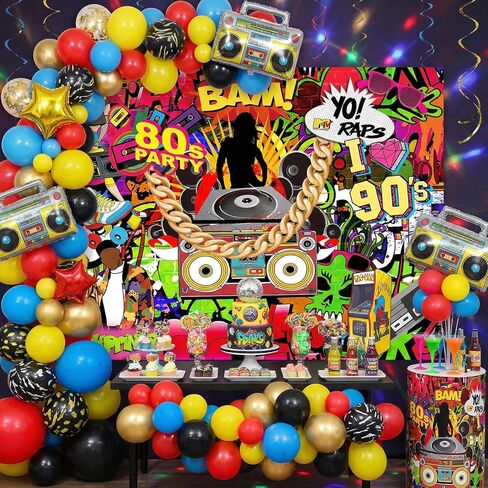 Avezano Hip Hop Party Backdrop Throwback I Love The 80S 90S Graffiti Wall Photo Booth Backdrops for Adults Birthday Party Decoration Disco Dj Rap Music Theme Parties Photoshoot Background (7x5ft) in Saudi Arabia