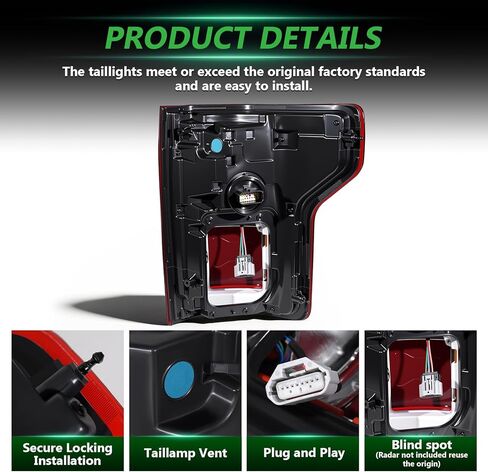 LED Tail Lights Compatible with 2018 2019 2020 Ford F150 with BlindSpot Left Driver Side Rear Light Tail Lamps Assembly Waterproof Replacement KL3Z13405B in Saudi Arabia