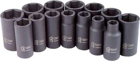 SUNEX TOOLS 3328 SUNEX TOOLS 3328 3/8-Inch Drive Metric Mid-Depth Impact Socket Set, 14-Piece in Saudi Arabia