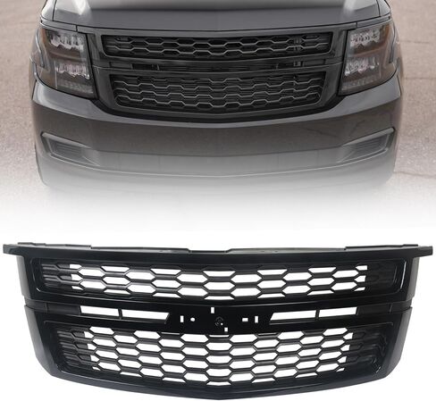 JOLONG Front Bumper Grille for 2015-2020 Chevrolet Tahoe Suburban LTZ Style Replacement for 84724085 84724083 GM1200704 (Honeycomb Black) in Saudi Arabia