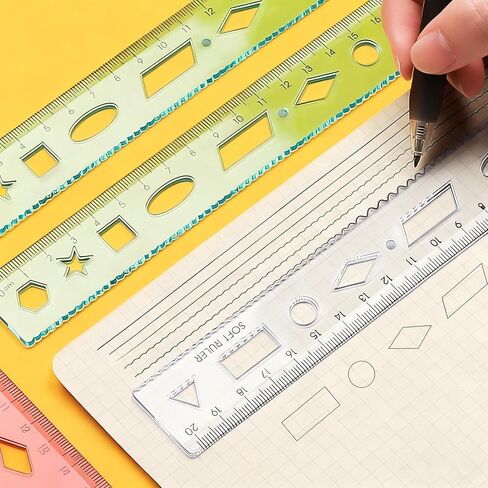 2 PCS Flexible Ruler, 7.8inch/20cm Plastic Clear Bendable Soft Ruler, Shatterproof Flat Rulers for School, Classroom, Office Supplies（Blue+Pink） in Saudi Arabia