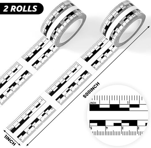 Mifoci 2 Roll Photo Macrographic Scales Markers Evidence Markers 1 بوصة × 500 بوصة لفة من الشريط اللاصق المدعوم بنمط مقياس متكرر in Kuwait