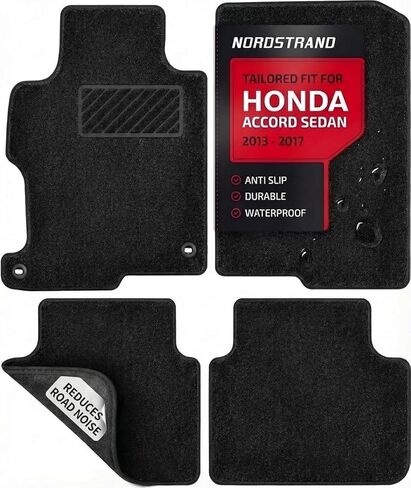 Nordstrand Floor Mats for Honda Accord 2013 2014 2015 2016 2017 Sedan 9 - Tailored 3D Fit - Front & Rear Set of 4 - Rubber Anti-Slip Back - 22oz Carpet Mat Heavy Duty - All Weather Car Liner Floormats in Saudi Arabia