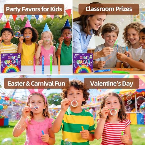 Mini Bubble Wands 40 Pack, Pre-Filled Bubble Solution, Assorted Bright Colors, Big & 4-Hole Bubble Blowers for Kids, Bulk Party Favors, Goodie Bag Stuffers, Prizes for Easter Valentine’s Day Summer in Saudi Arabia