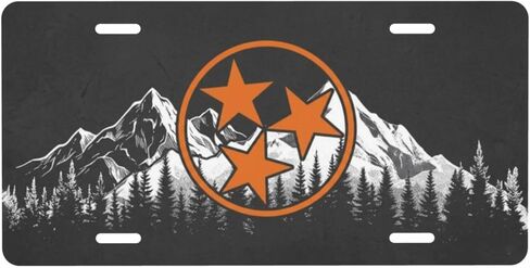 لوحة ترخيص جرافيكية من Tennessee Tristar Mountains من الألومنيوم المزخرف للسيارة الأمامية المعدنية، علامة زينة عالمية مقاومة للماء مقاس 6 × 12 بوصة in Kuwait