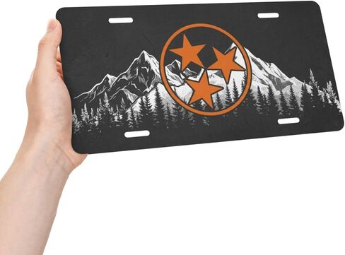 لوحة ترخيص جرافيكية من Tennessee Tristar Mountains من الألومنيوم المزخرف للسيارة الأمامية المعدنية، علامة زينة عالمية مقاومة للماء مقاس 6 × 12 بوصة in Kuwait