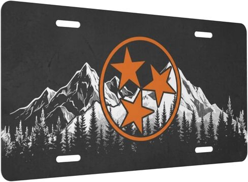 لوحة ترخيص جرافيكية من Tennessee Tristar Mountains من الألومنيوم المزخرف للسيارة الأمامية المعدنية، علامة زينة عالمية مقاومة للماء مقاس 6 × 12 بوصة in Kuwait