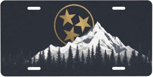 لوحة ترخيص جرافيكية من Tennessee Tristar Mountains من الألومنيوم المزخرف للسيارة الأمامية المعدنية، علامة زينة عالمية مقاومة للماء مقاس 6 × 12 بوصة in Kuwait