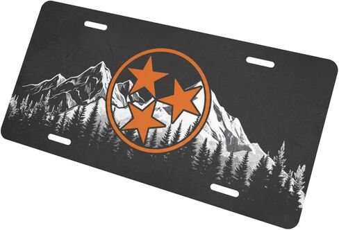 لوحة ترخيص جرافيكية من Tennessee Tristar Mountains من الألومنيوم المزخرف للسيارة الأمامية المعدنية، علامة زينة عالمية مقاومة للماء مقاس 6 × 12 بوصة in Kuwait