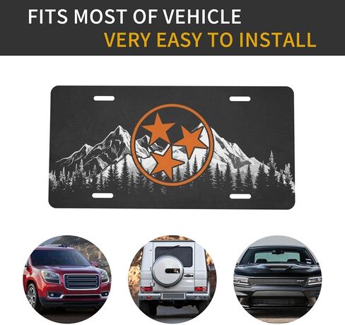 لوحة ترخيص جرافيكية من Tennessee Tristar Mountains من الألومنيوم المزخرف للسيارة الأمامية المعدنية، علامة زينة عالمية مقاومة للماء مقاس 6 × 12 بوصة in Kuwait