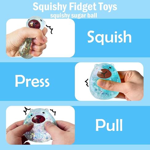Capybara Squishy Glitter, Sparkly Capybara Squishy for Adults,Soft Squeeze Decompression Dough for Anxiety Relief Fidget, Kids Easter Basket Stuffers(Pink+Blue) in Saudi Arabia