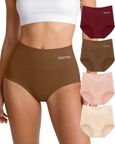 Women's Underwear 4 Pack, Cotton Mid Waisted Ladies Panties Comfy Briefs Full Coverage in Saudi Arabia