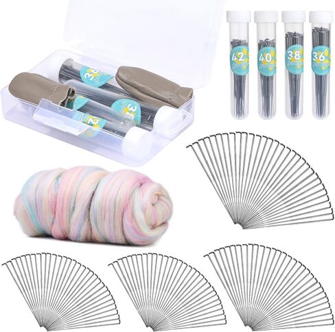 Needle Felting Kit with 7.02oz Wool Roving Yarn, 4 Sizes Felting Needles, Felting Tool Holders, Needle Felting Wool, Wool Felting Supplies, Complete Needle Felting Tools Kit in Saudi Arabia