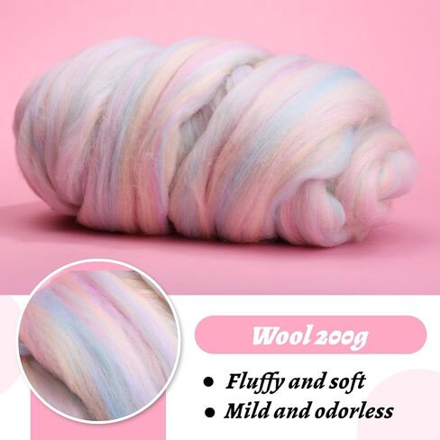 Needle Felting Kit with 7.02oz Wool Roving Yarn, 4 Sizes Felting Needles, Felting Tool Holders, Needle Felting Wool, Wool Felting Supplies, Complete Needle Felting Tools Kit in Saudi Arabia