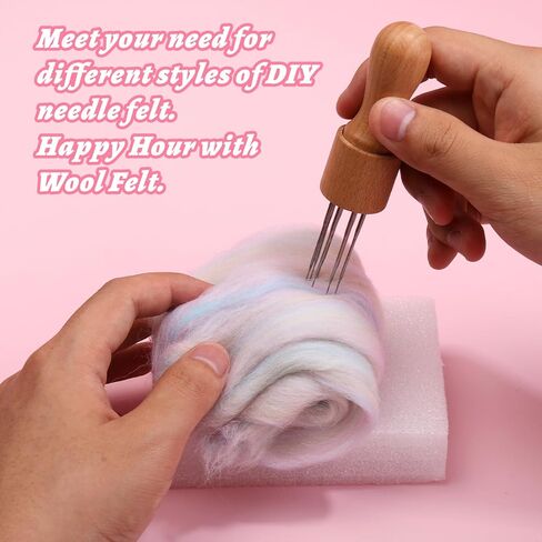Needle Felting Kit with 7.02oz Wool Roving Yarn, 4 Sizes Felting Needles, Felting Tool Holders, Needle Felting Wool, Wool Felting Supplies, Complete Needle Felting Tools Kit in Saudi Arabia