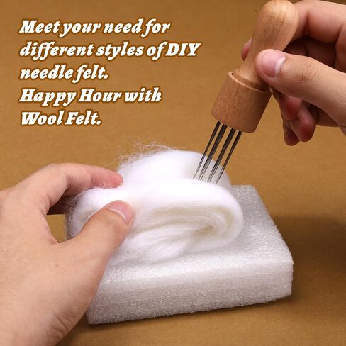 Yizzvb Wool Felting Needles, 4 Sizes Felting Needles with Needle Bottle Felting Tool Holders, 7.02oz Wool Roving Yarn, Needle Felting Supplies, Fibre Chunky Yarn Roving for DIY Craft in Saudi Arabia