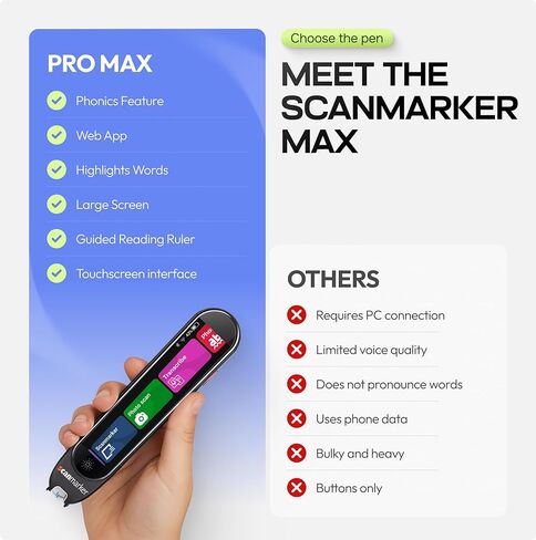 قلم القراءة Scanmarker Max - مصمم لدعم الفصول الدراسية من خلال المساعدة الصوتية ووظيفة القفل وتطبيق الويب المساعد in Kuwait