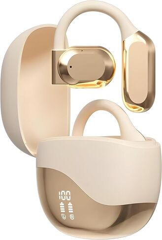 AI Translation Earbuds Real Time – Supports 144 Languages & 7 Modes | 0.3s Response | 80H Battery with LED Case | Hi-Fi Audio | IPX7 Waterproof Translation Headphones | Voice Translator (Golden) in Saudi Arabia