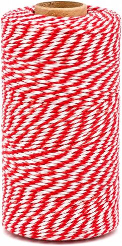 Red and White Bakers Twine 656 Feet – Cotton Baker's String for Gift Wrapping, Christmas Crafts, DIY Decoration, Butchers, Baking – 1.3mm 6-Ply Tightly Twisted Spool Roll in Saudi Arabia