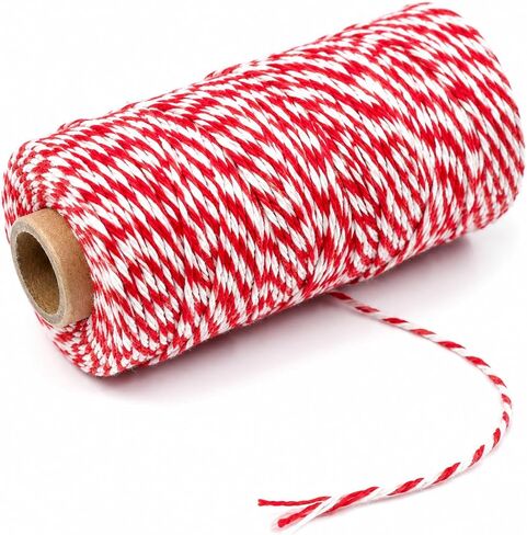 Red and White Bakers Twine 656 Feet – Cotton Baker's String for Gift Wrapping, Christmas Crafts, DIY Decoration, Butchers, Baking – 1.3mm 6-Ply Tightly Twisted Spool Roll in Saudi Arabia