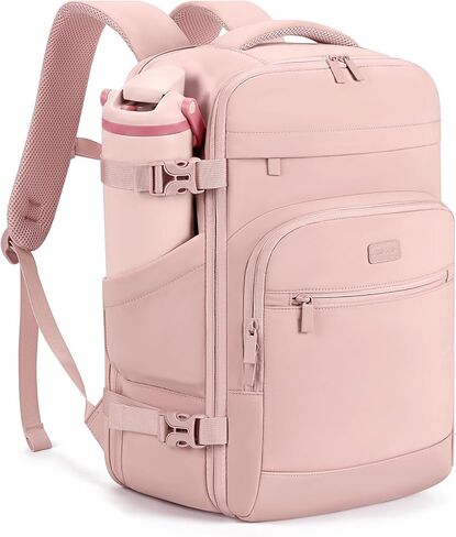 mibasies 30L Travel Backpack for Women & Men: Flight Approved Carry On Backpack, TSA Personal Item Bag with Water Bottle Pocket, Weekender Essentials Backpacks fits 15.6" Laptop - Pink in Saudi Arabia