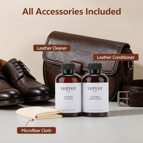 All in one Leather Cleaning Kit,Leather Cleaner and Leather Conditioner,Leather Care kit for Bag,Car seat,Restore Shine,Softens,Removes Stains,Leather Purse Cleaner,Leather Luster in Saudi Arabia