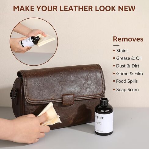 All in one Leather Cleaning Kit,Leather Cleaner and Leather Conditioner,Leather Care kit for Bag,Car seat,Restore Shine,Softens,Removes Stains,Leather Purse Cleaner,Leather Luster in Saudi Arabia